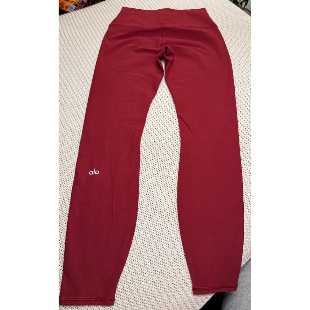 Alo Yoga High Waist Airbrush Leggings Cherry Red Bamboo Blend Size Small